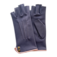 Fingerless gloves, mittens gray and pink. Designed and made in France.