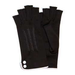 Black fingerless gloves with buttons ornement