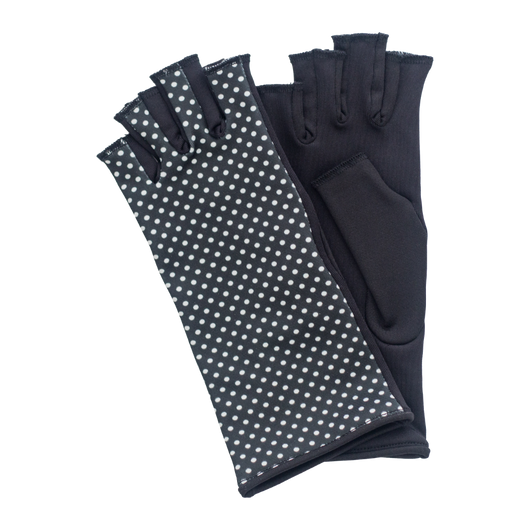 Black and white polka dots fingerless gloves